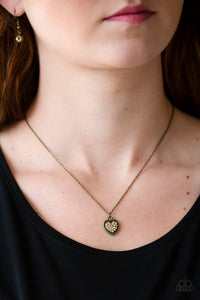 Paparazzi Accessories Fierce Flirt - Brass Necklace & Earrings 