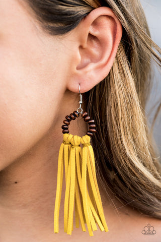Paparazzi Accessories Easy To PerSUEDE - Yellow Earrings 