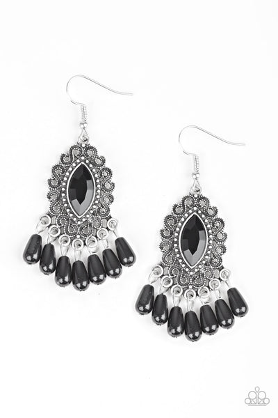 Paparazzi Accessories Private Villa - Black Earrings 