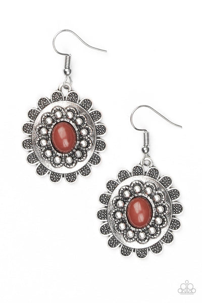 Paparazzi Accessories-Summer Blooms - Brown Earrings