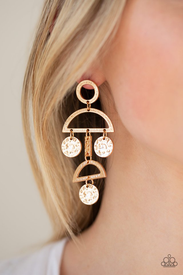 Paparazzi Accessories Incan Eclipse - Gold Earrings 