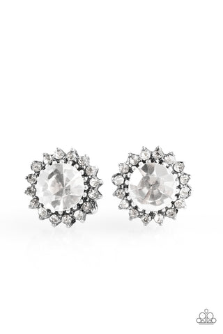 Paparazzi Accessories Away We GLOW!- White Post Earrings 