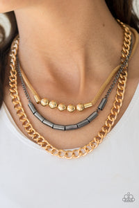 Paparazzi Accessories Metal Melee - Gold Necklace & Earrings 