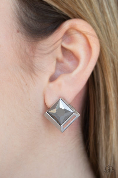 Paparazzi Accessories Stellar Square - Silver Earrings 