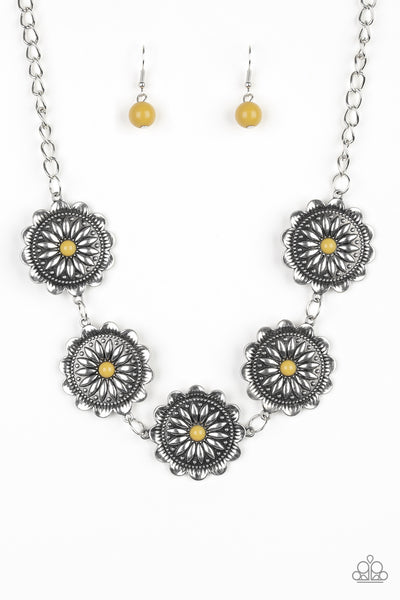 Paparazzi Accessories Me-dallions, Myself, and I - Yellow Necklace & Earrings 