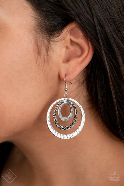 Paparazzi Accessories Out Of Control Shimmer Silver Earrings 