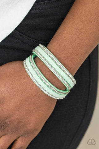 Paparazzi Accessories Going For Glam - Green Bracelet 
