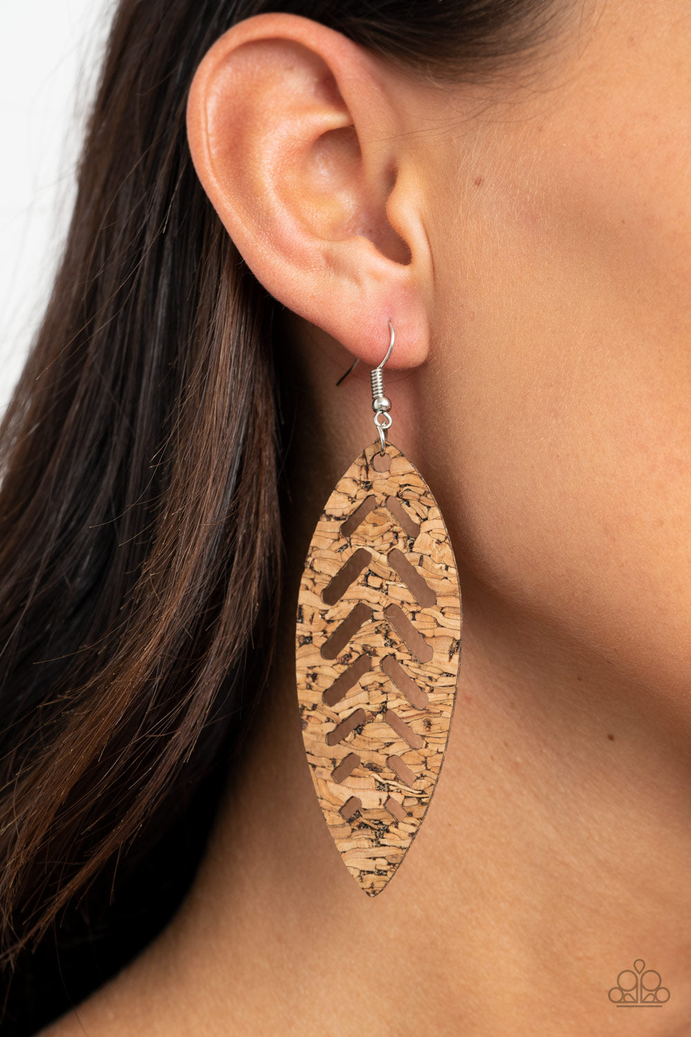 Paparazzi Accessories Youre Such A CORK Brown Earrings 