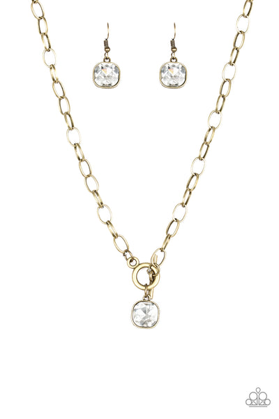 Paparazzi Accessories Dynamite Dazzle - Brass Necklace & Earrings 