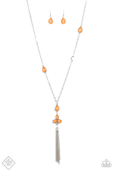 Paparazzi Accessories Eden Dew - Orange Necklace & Earrings 