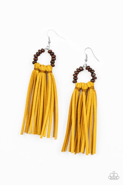 Paparazzi Accessories Easy To PerSUEDE - Yellow Earrings 