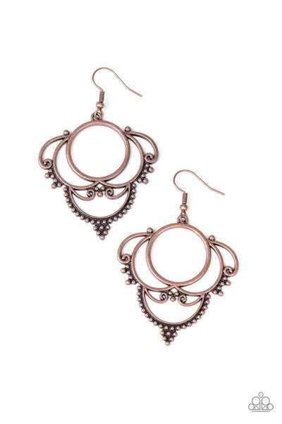 Paparazzi Accessories Metallic Macrame Copper Earrings 