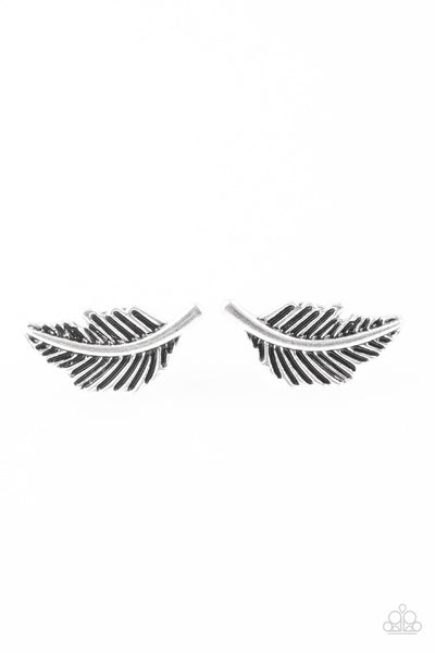 Paparazzi Accessories Flying Feathers - Silver Earrings 