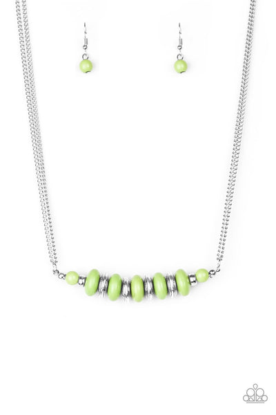 Paparazzi Accessories On Mountain Time - Green Necklace & Earrings 