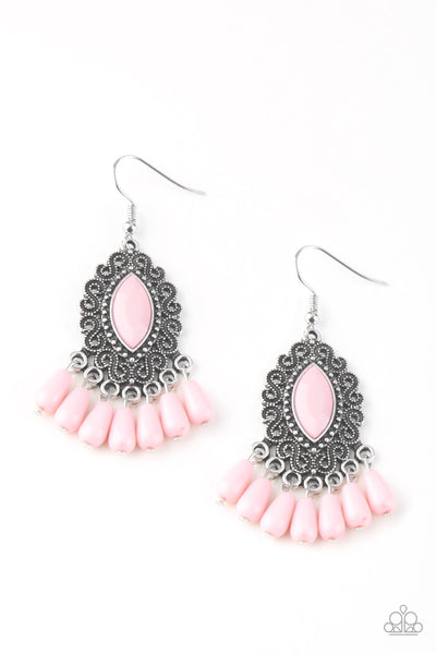 Paparazzi Accessories Private Villa - Pink Earrings 