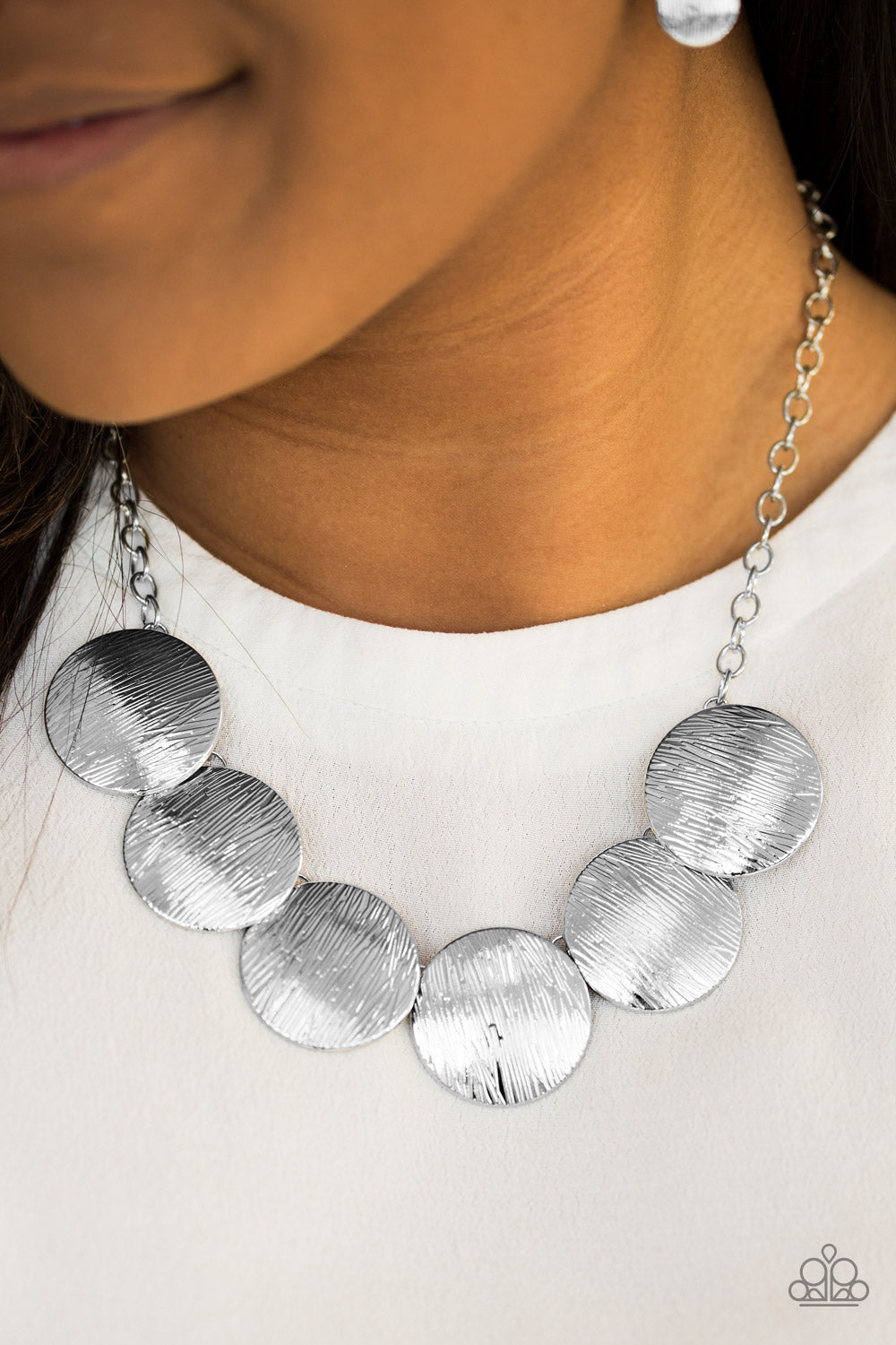 Paparazzi Accessories Glued To The SPOTLIGHT - Silver Necklace & Earrings 