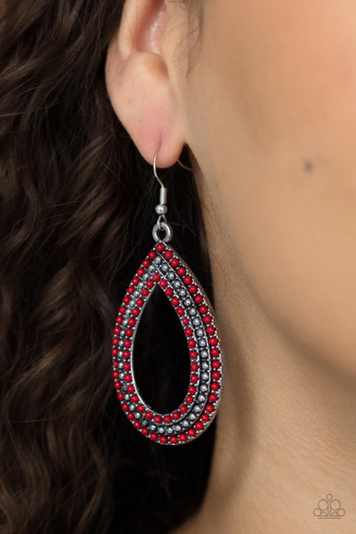 Paparazzi Accessories Tear Tracks - Red Earrings 