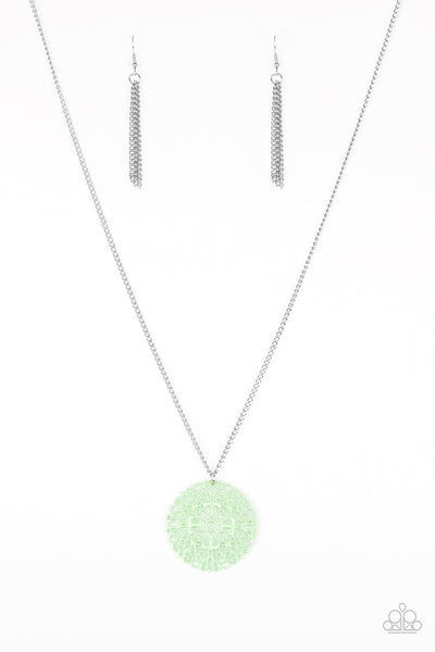 Paparazzi Accessories Midsummer Musical - Green Necklace & Earrings 