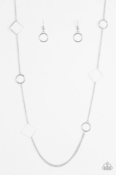 Paparazzi Accessories Full Frame - Silver Necklace & Earrings 