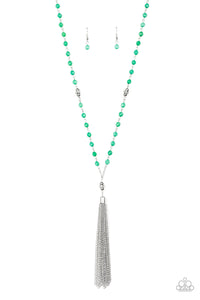 Paparazzi Accessories Tassel Takeover - Green Necklace & Earrings 
