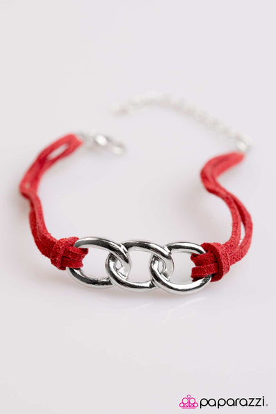 Paparazzi Accessories Lock It Down - Red Bracelet 