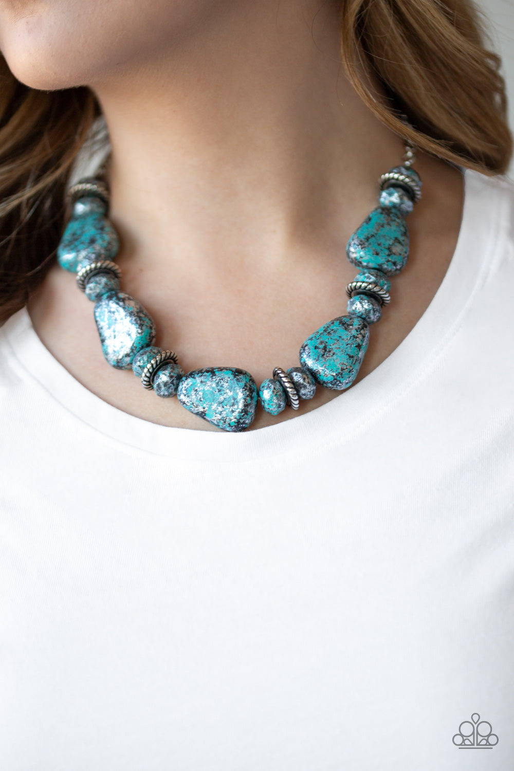 Paparazzi Accessories Prehistoric Fashionista - Blue Necklace & Earrings 