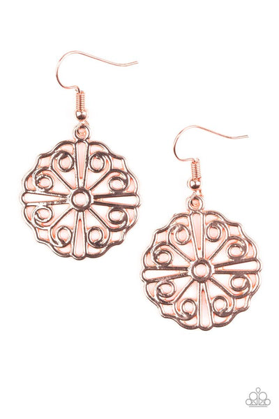 Paparazzi Accessories Feeling Frilly - Copper Earrings 