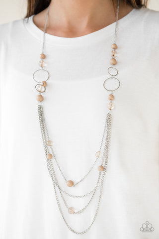 Paparazzi Accessories Bubbly Bright - Brown Necklace & Earrings 