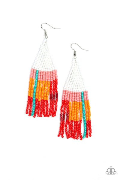 Paparazzi Accessories Beaded Boho - White Earrings 