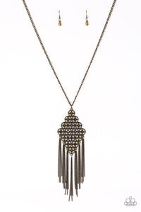 Paparazzi Accessories Web Design - Brass Necklace & Earrings 