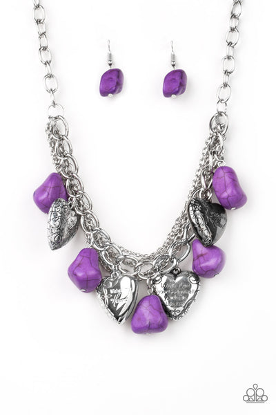 Paparazzi Accessories Change Of Heart - Purple Necklace & Earrings 