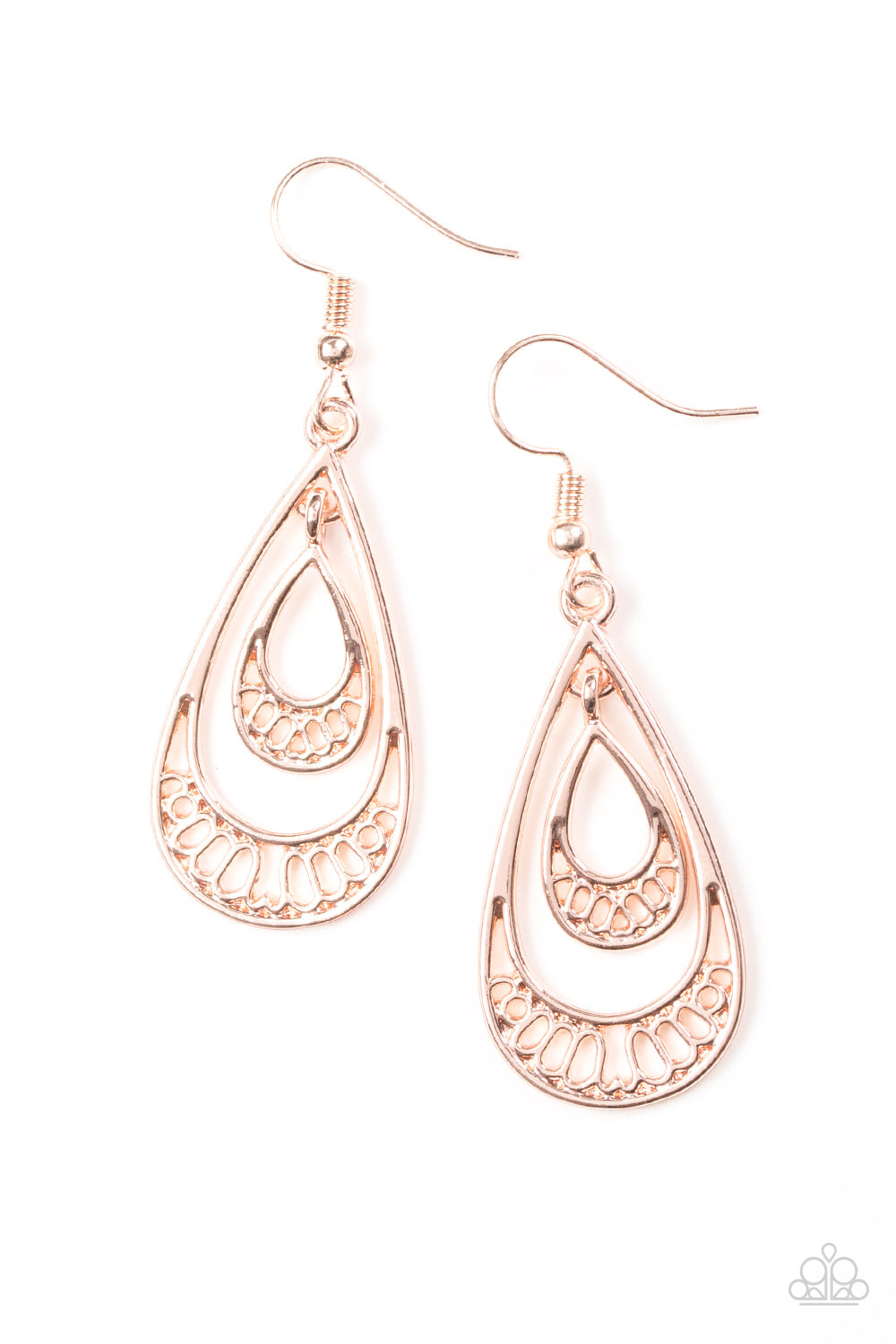 Paparazzi Accessories REIGNed Out - Rose Gold Earrings 