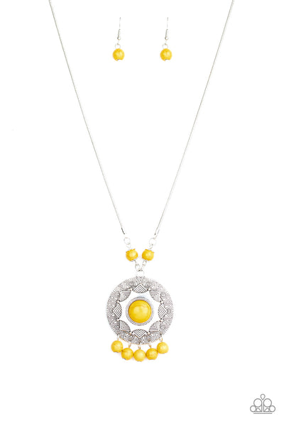 Paparazzi Accessories Santa Fe Garden - Yellow Necklace & Earrings 