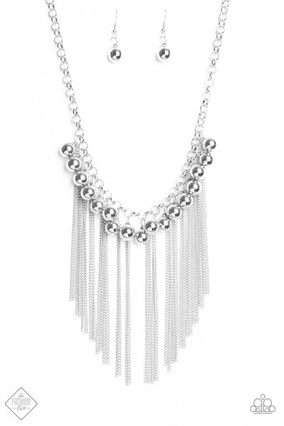 Paparazzi Accessories Powerhouse Prowl Silver Necklace & Earrings 