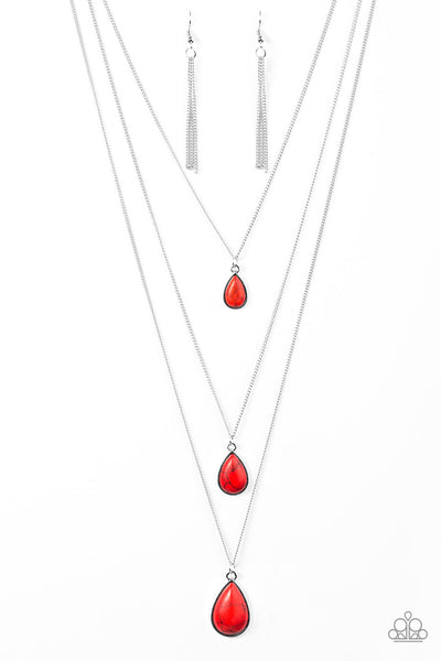 Paparazzi Accessories Mountain Tears - Red Necklace & Earrings 