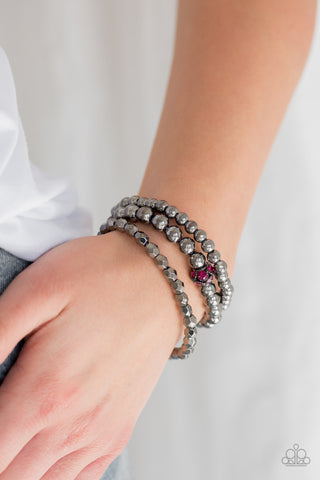 Paparazzi Accessories Noticeably Noir - Pink Bracelet 