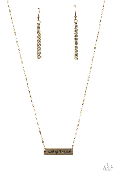 Paparazzi Accessories Land Of The Free - Brass Necklace & Earrings 