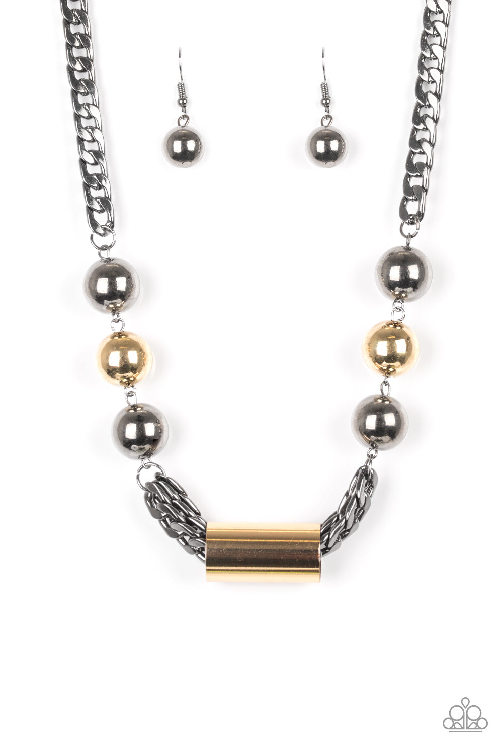 Paparazzi Accessories All About Attitude - Black Necklace & Earrings 