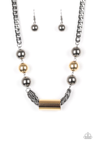 Paparazzi Accessories All About Attitude - Black Necklace & Earrings 
