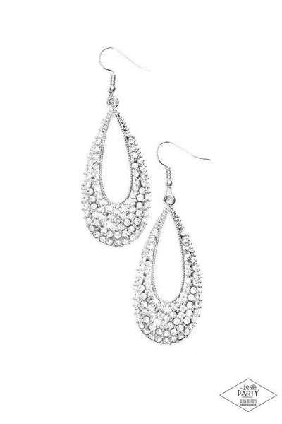 Paparazzi Accessories Big-Time Spender White Earrings 