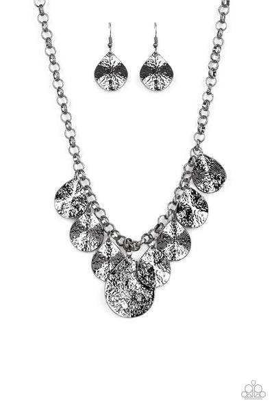 Paparazzi Accessories Texture Storm - Black Necklace & Earrings 