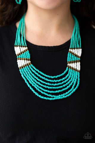 Paparazzi Accessories Kickin It Outback - Blue Necklace & Earrings 