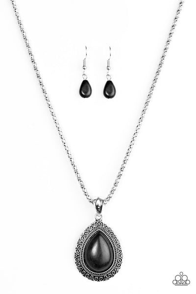Paparazzi Accessories Deep Creek - Black Necklace & Earrings 