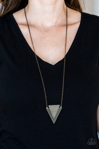 Paparazzi Accessories Ancient Arrow - Brass Necklace & Earrings 