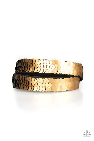 Paparazzi Accessories Under The SEQUINS - Gold Bracelet 