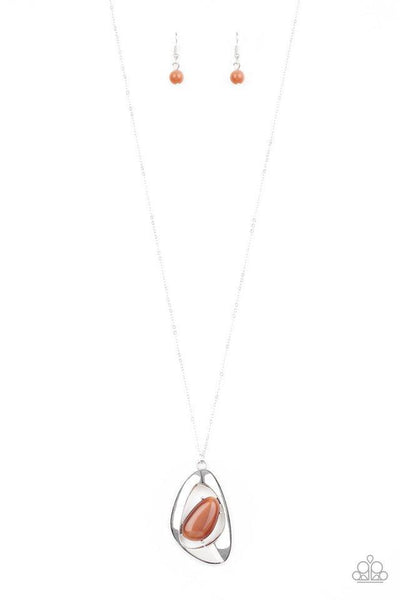 Paparazzi Accessories Asymmetrical Bliss - Orange Necklace & Earrings 