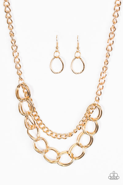 Paparazzi Accessories Top Boss - Gold Necklace & Earrings 