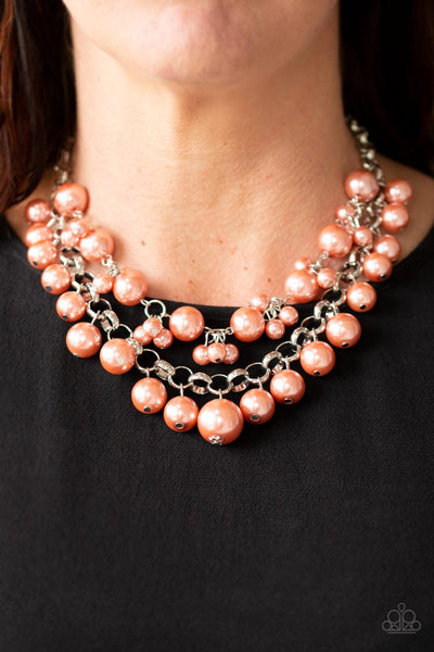 Paparazzi Accessories Ballroom Service - Orange Necklace & Earrings 