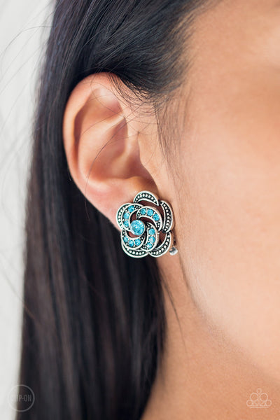 Paparazzi Accessories Garden Glitter - Blue Clip-on Earrings 