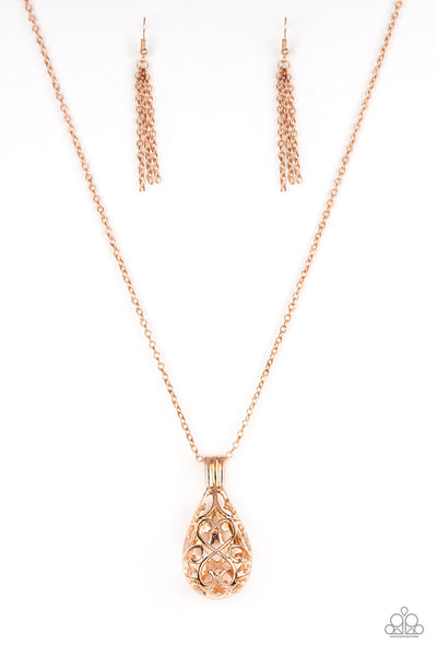 Paparazzi Accessories Magic Potions - Rose Gold Necklace & Earrings 